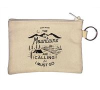 Monedero con llavero de The Mountains are Calling and I Must Go, color beige, beige, Talla única