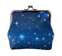 Monedero con patrón de estrella azul. Monedero de doble cara para mujer, pequeño tarjetero de piel sintética