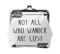 Monedero con texto en inglés "Not All Who Wander are Lost", monedero, lápiz labial, organizador de accesorios cosméticos, para uso diario, Black, Talla única, Bolsa para monedas
