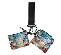 Monedero creativo 3D para mujer, diseño de pintura de suelo oceánico, monedero, tarjetero, organizador de tarjetas de crédito con bolsillo con cremallera para monedas, 2 paquetes, Pintura creativa 3D