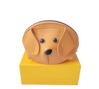 Monedero creativo de piel sintética con diseño de perro, tamaño mini, con cremallera, monedero de almacenamiento, decoración colgante, Amarillo, 1.0*1.0*1.0