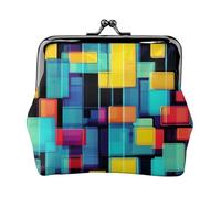 Monedero cuadrado con diagrama geométrico. Monedero de doble cara para mujer, pequeño tarjetero de piel sintética