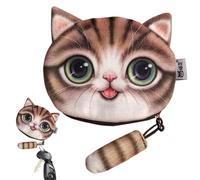 Monedero de animales - material de peluche bolsillo con cremallera, diseño de gato compacto | Cola de gato suave forro interior para monedas, tarjetas o joyas para viajes cotidianos, beige, ver