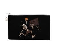 Monedero de baloncesto con diseño de esqueleto Slam Dunk a la moda, bolsa de lona portátil, bolsa de maquillaje para hombres y mujeres, Estilo:, Talla única, Bolsa para monedas