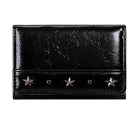 Monedero De Bolsillo Cartera triple con tachuelas de estrella Y2K | Cartera pequeña Coquette Star for mujer, monedero de bolsillo(Black)