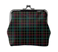 Monedero de búfalo con estampado verde oscuro para mujer, monedero con cierre de beso, monederos pequeños de piel sintética