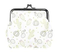 Monedero de cactus dibujado a mano Kiss Lock Change Purse Vintage Trinkets Pouch, Multicolor 14, Talla única, Organizador de bolsas