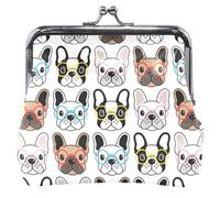 Monedero de cuero blanco personalizado para perro, bulldogs franceses, monedero, monedero, monedero pequeño con hebilla para mujer, Perro Bulldogs Francés Blanco, OneSize
