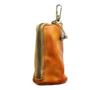 Monedero de cuero con cremallera, organizador de monedas medieval, portátil, vintage, para dinero en efectivo, llaves, monedas, objetos pequeños, Amarillo Marrón, Clásico