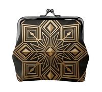 Monedero de cuero con emblema Art Deco para mujer, cartera pequeña con cierre de beso, mini tarjetero para llaves, lápiz labial, bonito bolso de cambio para viajes