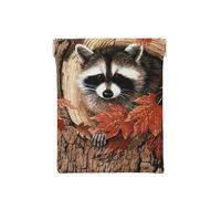 Monedero de cuero con estampado de cisne blanco para hombres, monedero para mujer, mini cartera para dinero en efectivo, Mapache en el hoyo del árbol de otoño, Talla única, Bolsa para monedas