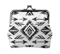 Monedero de cuero con estampado de flecha tribal para mujer, cartera pequeña con cierre de beso, mini tarjetero para llaves, lápiz labial, bonito bolso de cambio para viajes