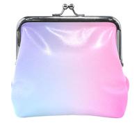 Monedero de cuero con hebilla para cambio de beso, color morado, rosa, degradado, para mujer, Morado rosa degradado 1, Classic