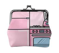 Monedero de cuero de cocina de los años cincuenta para mujer, cartera pequeña con cierre de beso, mini tarjetero para llaves, lápiz labial, bonito bolso de cambio para viajes