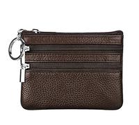 Monedero de Cuero Genuino para Mujer con Llavero, café, Talla única, Monedero