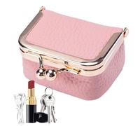 Monedero de cuero, monedero de cuero, monedero para mujer, bolsa de joyería de moda, monedero con cierre de beso, bolsa de cambio, neceser de maquillaje para mujeres y niños para pequeños viajes, Pink