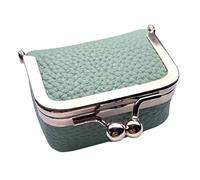 Monedero de cuero - Monedero pequeño - Monedero monedero organizador de cosméticos con cierre de beso para dinero en efectivo tarjetas de crédito, Green, Refer to description, Unisex