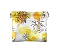 Monedero de cuero para mujer, bolso de maquillaje único para mujeres y niñas, diseño de abeja lineal con texto en inglés "Happy Good Luck", Varios colores, 1 size, Moderno / Equipada