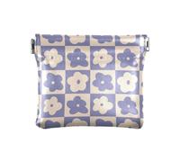 Monedero de cuero para mujer, bonito soporte para monedas, patrón de flores azules a cuadros, mujer y niña, Cuadros a cuadros florales con patrón de flores azules, 1 Size, Accesorio de viaje