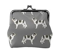 Monedero de Cuero para Mujer Border Collie Blue Merle Dogs, pequeño Monedero con Cierre de Cierre de Beso, Billetera con Hebilla para Regalo de niña
