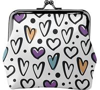 Monedero de Cuero para Mujer con Dibujo de Corazones sobre un Fondo sin Costuras, Monedero pequeño para Cambio con Cierre de Broche Kiss-Lock, Billetera con Hebilla para Regalo de niña