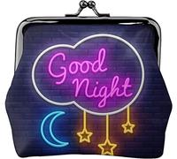 Monedero de Cuero para Mujer con Letrero de Buenas Noches, Monedero pequeño con Hebilla de Cierre de Cierre de Beso, Billetera para Regalo de niña