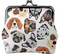 Monedero de cuero para mujer, con varios patrones de perros, pequeño bolso de cambio con cierre de beso, billetera con hebilla para regalo de niña, Como se muestra en la imagen, Talla única,