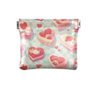 Monedero de cuero para mujer, diseño de dibujos animados, color rubor, impermeable, mini cartera para tarjetas para mujer, Tortas de colores de dibujos animados, 1 size, Arte impreso