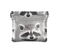 Monedero de cuero para mujer, diseño de mapache, organizador portátil de llaves para niñas, mujeres y mujeres, Lindo mapache gris, 4.33"(L) x 3.74"(W) x 0.39"(H), Classic