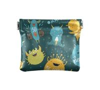 Monedero de cuero para mujer, diseño de Monsters Be Happy, color azul oscuro, joyería impermeable para mujer y niña, lindo monstruos ser feliz, azul oscuro, moderno, Cute Monsters Be Happy Azul