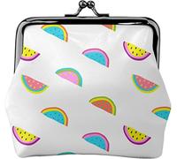 Monedero de cuero para mujer, diseño de sandía de colores divertidos, pequeña bolsa de cambio con cierre de beso y hebilla para regalo de niña, Como se muestra en la imagen, Talla única, Organizador