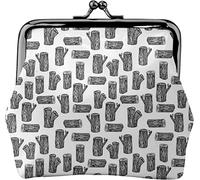 Monedero de Cuero para Mujer en Blanco y Negro con tocón de árbol, Monedero pequeño para Cambio con