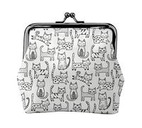 Monedero de Cuero para Mujer más Grande en Blanco y Negro con Rayas de Gatos, Monedero pequeño con Hebilla de Cierre de Cierre de Beso para Regalo de niña
