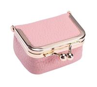 Monedero de cuero para mujer - Monedero compacto para bolsos | Monedero para bolsos | Organizador de monedas pequeño | Bolsa para llaves de coche con cierre de beso para mujer, Pink, Refer to