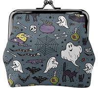 Monedero de cuero para mujer, varios elementos navideños de Halloween, pequeño bolso de cambio con cierre de beso y hebilla para regalo de niña, Como se muestra en la imagen, Talla única, Organizador