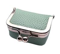 Monedero de cuero - Pequeño monedero de cuero suave para dinero en efectivo y monedas | Monedero para mujer | Bolso de mano portátil para mujer | Organizador de llaves de coche con cierre de beso