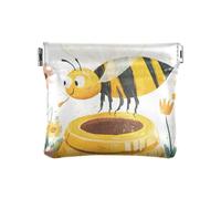 Monedero de cuero pequeño personalizado para llevar alimentos, impermeable, organizador de llaves para mujeres y niñas, Flor de miel colectora de abejas, 1 size, Moderno