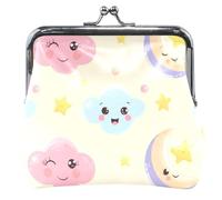 Monedero de cuero personalizado con diseño de nubes pastel para mujer, pequeño bolso de cambio, Bonitas nubes pastel, Classic
