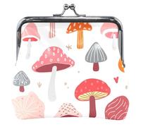 Monedero de cuero personalizado con diseño de setas para mujer, bonito monedero con hebilla y cierre de beso, monedero para niñas, Bonitos colores de hongos caprichosos, Classic