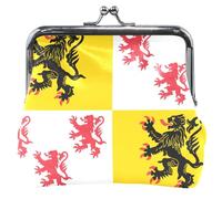 Monedero de cuero personalizado con la bandera de Hauts de France para mujer, bonito monedero con cierre de beso con hebilla, Bandera de Hauts-de-France, Classic