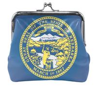 Monedero de cuero personalizado con la bandera del estado de Nebraska para mujer, bonito beso con cierre de tarjeta, monedero, Nebraska State Flag, Classic