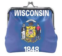 Monedero de cuero personalizado con la bandera del estado de Wisconsin, para mujeres y niñas, soporte para cambio de tarjetas para monedas, bandera del estado de Wisconsin, clásico, Bandera del estado