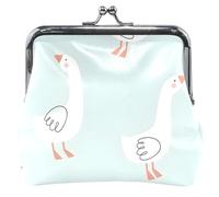 Monedero de cuero personalizado para mujer, con cierre de beso, color azul, pequeño, Bonito ganso azul, Classic