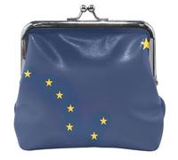 Monedero de cuero personalizado para mujer, diseño de bandera de Alaska, con cierre de beso, monedero, monedero, Bandera de Alaska, Classic