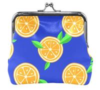 Monedero de cuero personalizado para mujeres y niñas, color azul oscuro, con cierre de beso, monedero para cambiar tarjetas para niñas, Orange Slice Azul Oscuro, Classic