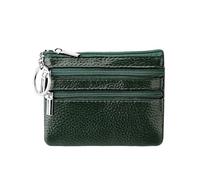 Monedero de cuero sintético con llavero, impermeable, con cremallera, resistente al desgaste, para tarjetas de crédito, macho, Green, Talla única