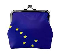 Monedero de cuero vintage con estampado de la bandera del estado de Alaska, monedero pequeño y elegante para mujer, monedero mini