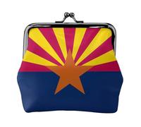 Monedero de cuero vintage con estampado de la bandera del estado de Arizona, monedero pequeño y elegante para mujer, monedero mini