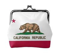 Monedero de cuero vintage con estampado de la bandera del estado de California, monedero pequeño y elegante para mujer, monedero mini