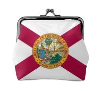 Monedero de cuero vintage con estampado de la bandera del estado de Florida, monedero pequeño y elegante para mujer, monedero mini